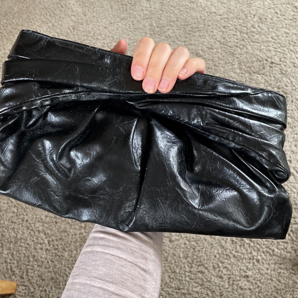 Express Black Leather Clutch